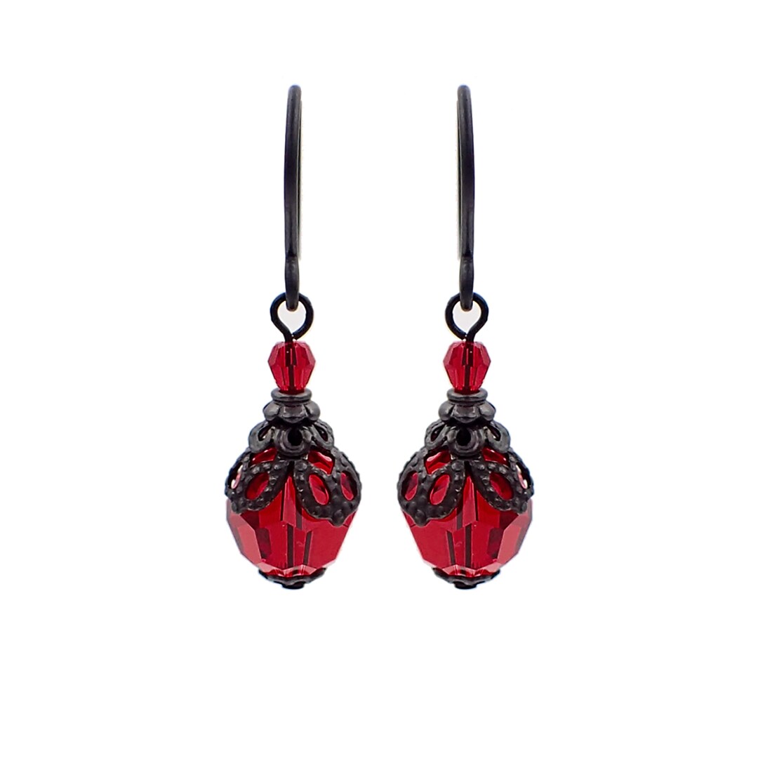 black dress red earrings Gold & Black Hoop Earrings - All Jewelry